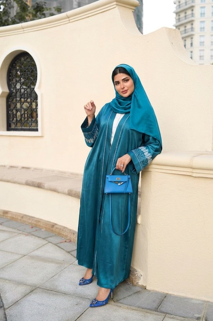 Royal Teal Elegance Abaya